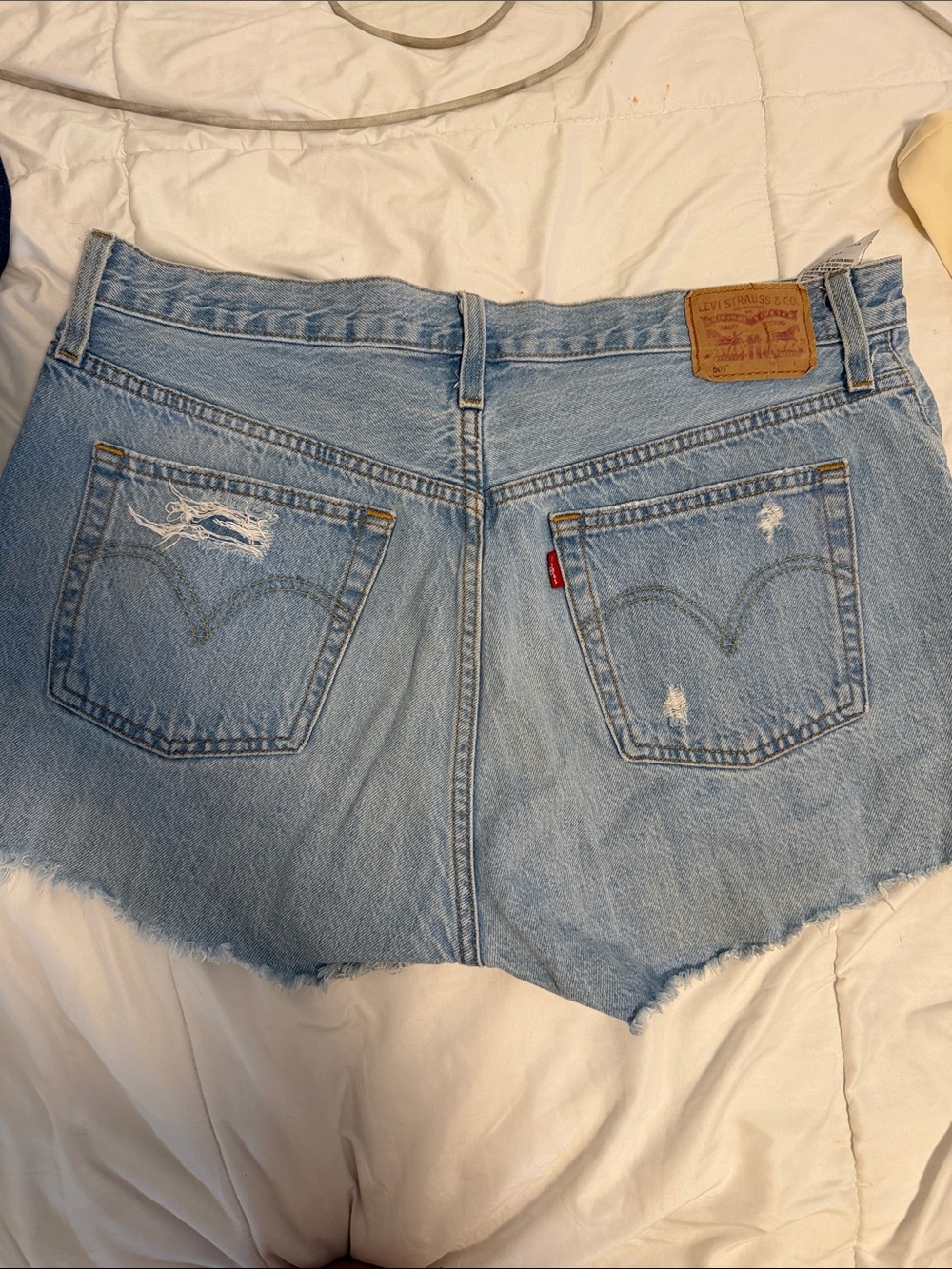 Levi's Light Wash Distressed Denim Cutoff Shorts